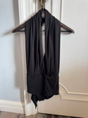 Black Halterneck Romper Top + Tapered Wide-Leg Pants Two-Piece Set