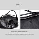 Full-Grain Leather Oversized Biker Bag | Multi-Pocket Large-Capacity Crossbody Tote
