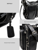 Full-Grain Leather Oversized Biker Bag | Multi-Pocket Large-Capacity Crossbody Tote