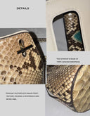 Vintage Genuine Python Leather Top Handle Bag | Turquoise Accent  Trapezoidal Clutch