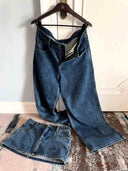 Vintage Blue Double Waistband Wide-Leg Jeans