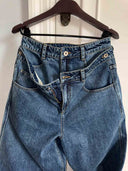 Vintage Blue Double Waistband Wide-Leg Jeans