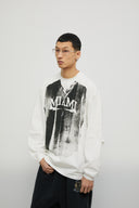 White Long-sleeved Printed T-shirt