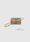 Vintage Genuine Python Leather Vanity Bag | Turquoise Accent Convertible Clutch & Crossbody