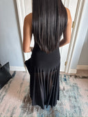 Black Knit Mini Skirt + Sheer Mesh A-Line Maxi Skirt Two-Piece Set | Tencel Blend Layered Dress