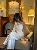 Minimalist Asymmetric Shoulder Tie Vest | Off-White  Elegant Sleeveless Outerwear Top