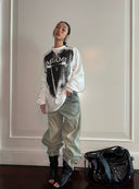 White Long-sleeved Printed T-shirt