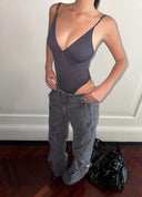 Grey Structured Cargo Pants