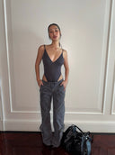 V-cut Paneled Cami Jumpsuit