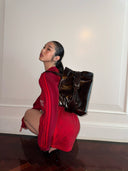 Cracked-Gloss Leather Bag