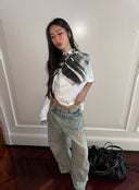 Distressed Light Blue Washed Wide-Leg Jeans Unisex