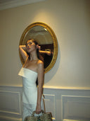 White Bandeau Top & Straight-Leg Pants Set | Minimalist High-End Suit Co-ord