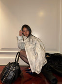 White Wide-Shoulder Full-Grain Cowhide Leather Jacket