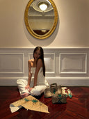 Vintage Genuine Python Leather Vanity Bag | Turquoise Accent Convertible Clutch & Crossbody