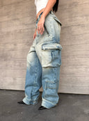 Blue Gradient Cargo Jeans
