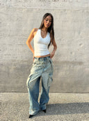 Blue Gradient Cargo Jeans