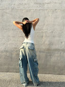 Blue Gradient Cargo Jeans