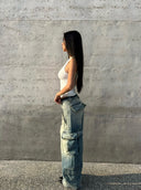 Blue Gradient Cargo Jeans