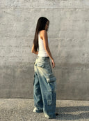 Blue Gradient Cargo Jeans