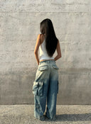 Blue Gradient Cargo Jeans