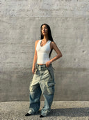 Blue Gradient Cargo Jeans