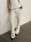 White Bandeau Top & Straight-Leg Pants Set | Minimalist High-End Suit Co-ord