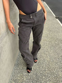 Grey Structured Cargo Pants