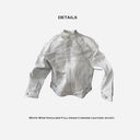 White Wide-Shoulder Full-Grain Cowhide Leather Jacket