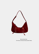 Wine Red Suede Bag